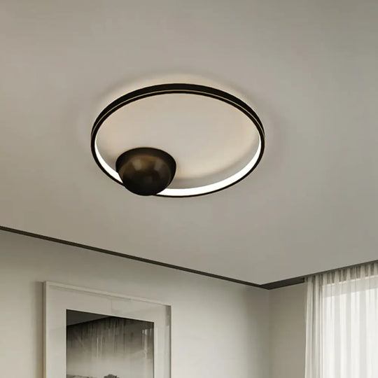 Nordic Led Iron Flush Mount Ceiling Light - Black/White Circular Design 17’/20.5’ Width Black /