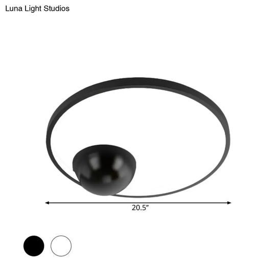 Nordic Led Iron Flush Mount Ceiling Light - Black/White Circular Design 17/20.5 Width