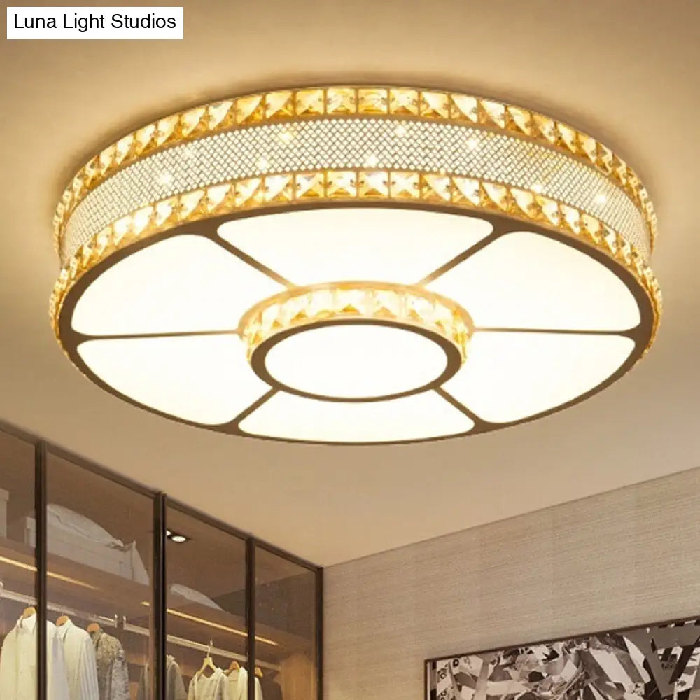 Nordic Led Metal Drum Flush Mount Ceiling Lamp With Acrylic Diffuser - Multiple Sizes Available