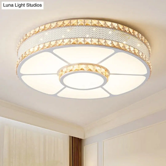 Nordic Led Metal Drum Flush Mount Ceiling Lamp With Acrylic Diffuser - Multiple Sizes Available