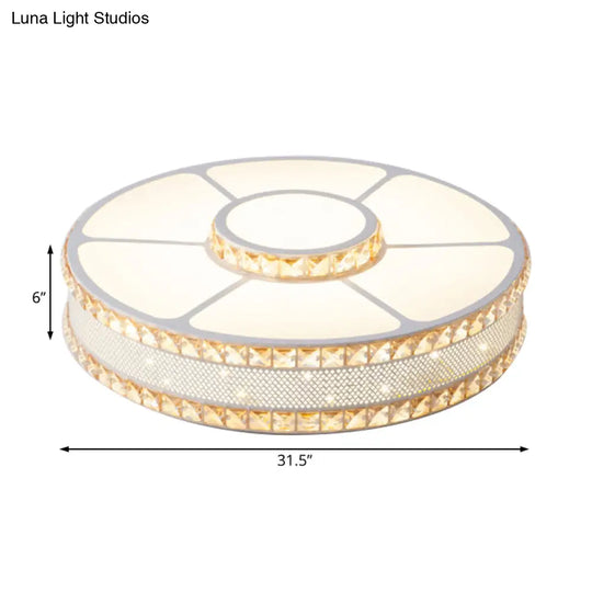 Nordic Led Metal Drum Flush Mount Ceiling Lamp With Acrylic Diffuser - Multiple Sizes Available