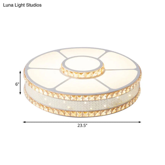 Nordic Led Metal Drum Flush Mount Ceiling Lamp With Acrylic Diffuser - Multiple Sizes Available