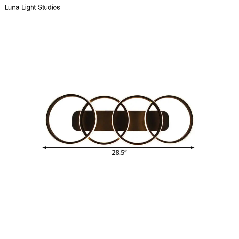 Nordic Led Metallic Flush Mount Light - Black Rings Semi Ideal For Living Room (Customization In 7