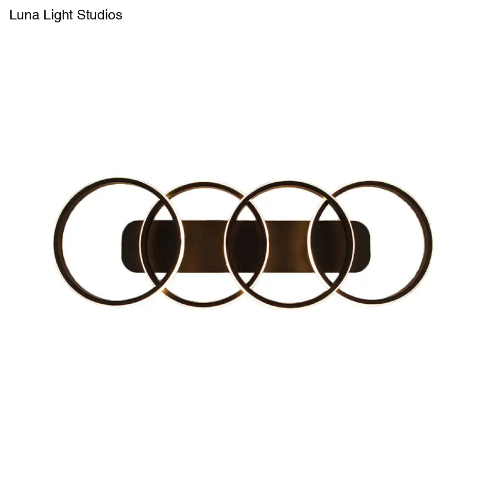 Nordic Led Metallic Flush Mount Light - Black Rings Semi Ideal For Living Room (Customization In 7