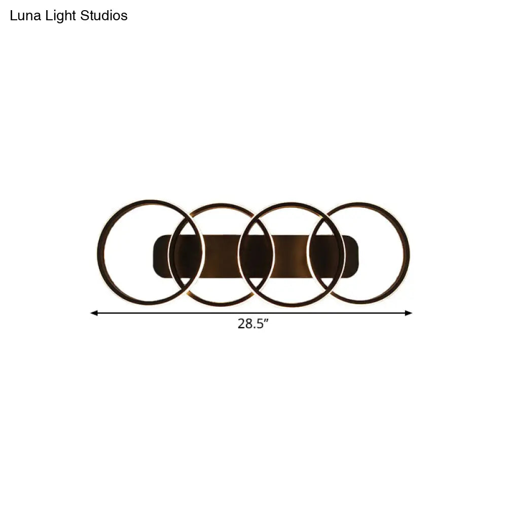 Nordic Led Metallic Flush Mount Light - Black Rings Semi Ideal For Living Room (Customization In 7