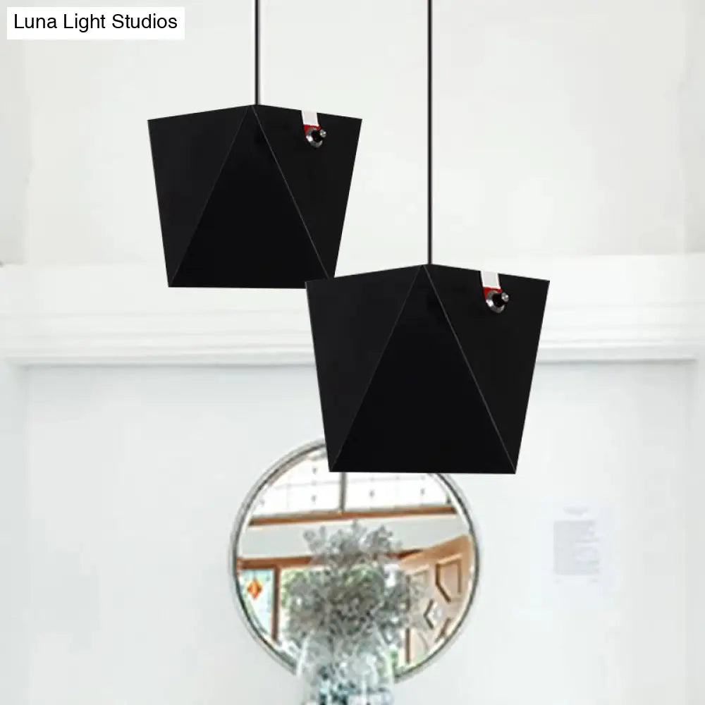 Nordic Led Pendant Light In Metallic Trapezoid Shape With Warm/White Lighting