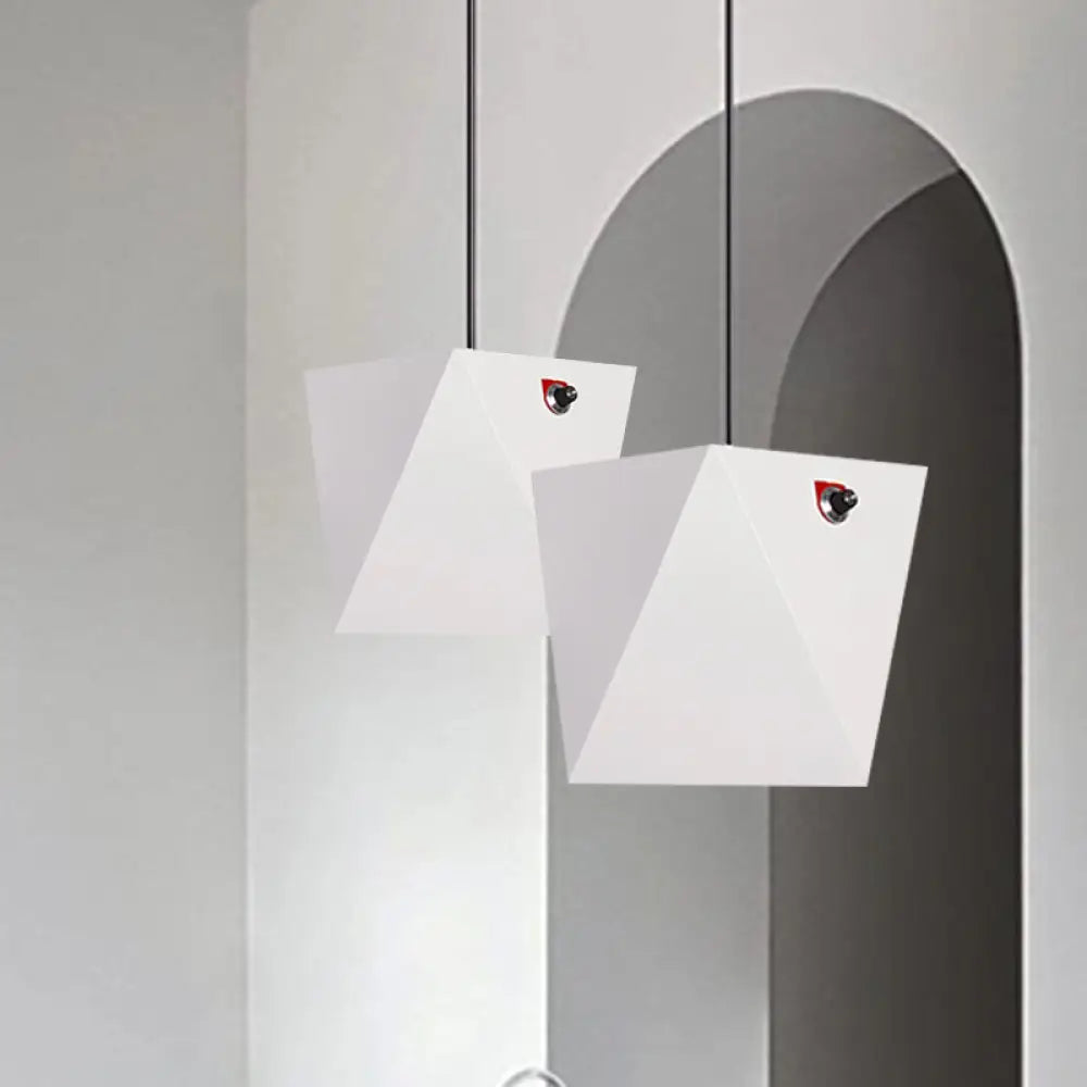 Nordic Led Pendant Light In Metallic Trapezoid Shape With Warm/White Lighting White / Warm