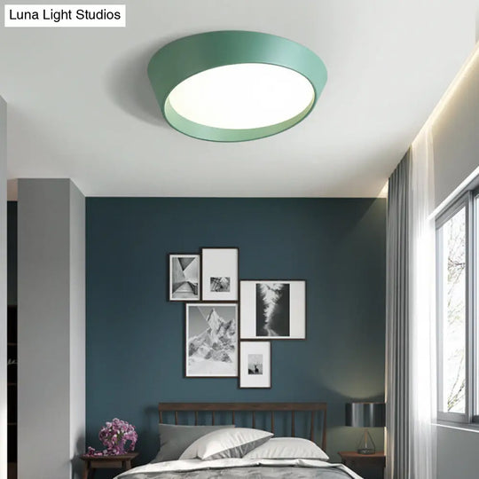 Nordic Led Round Ceiling Light Fixture - Acrylic Flush Mount Lamp For Bedroom In White/Grey/Green
