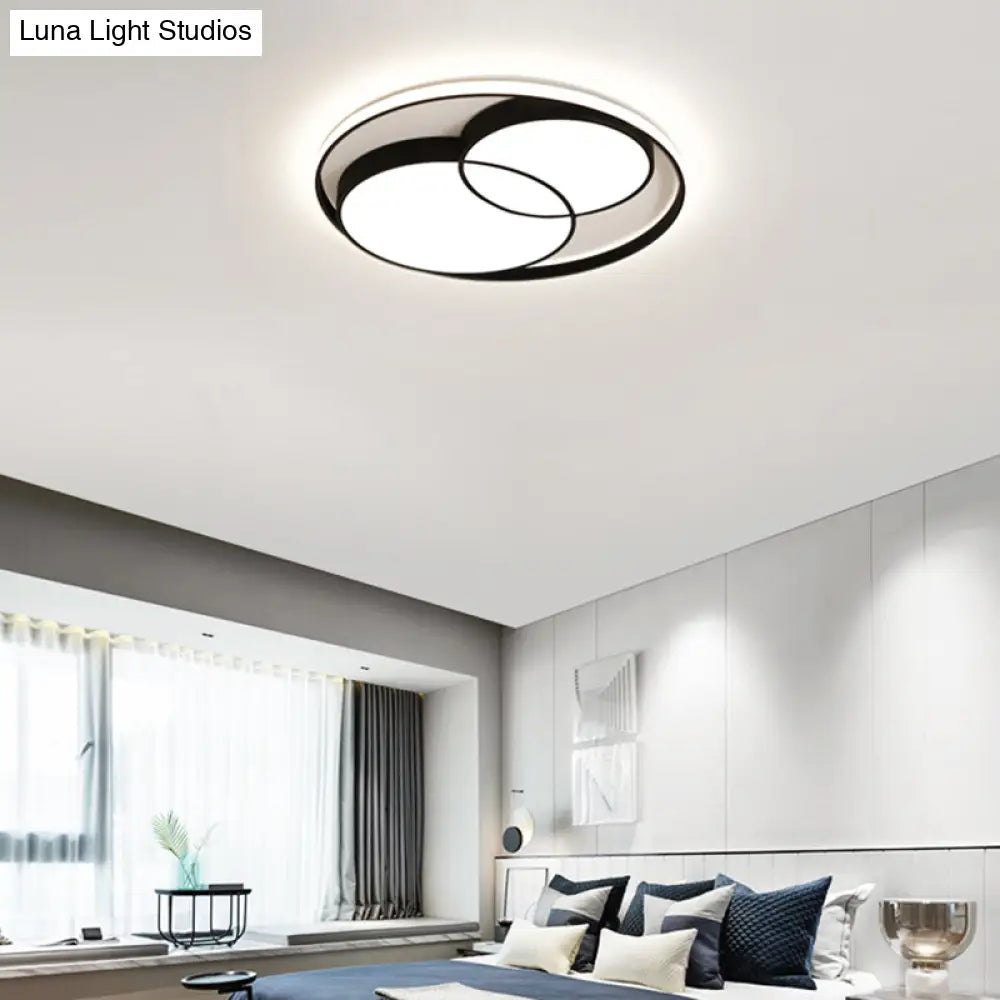 Nordic Led Round Flush Mount Ceiling Light With Acrylic Shade Black / 16.5 White