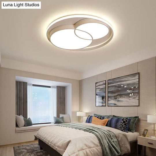 Nordic Led Round Flush Mount Ceiling Light With Acrylic Shade White / 16.5 Remote Control Stepless