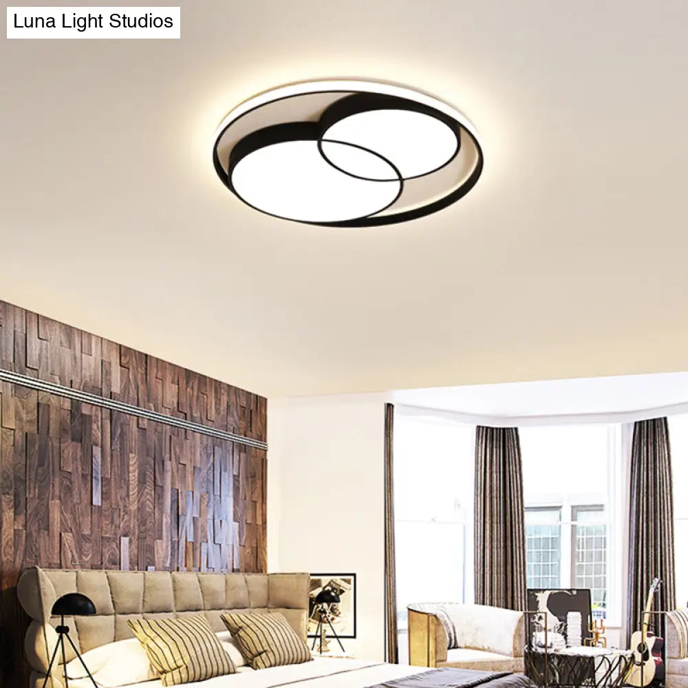 Nordic Led Round Flush Mount Ceiling Light With Acrylic Shade Black / 16.5 Remote Control Stepless