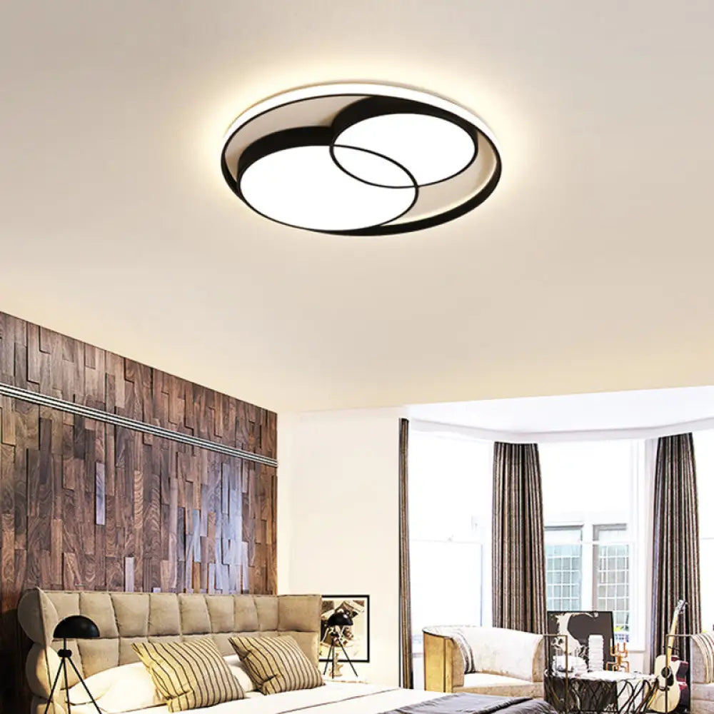 Nordic Led Round Flush Mount Ceiling Light With Acrylic Shade Black / 16.5’ Remote Control