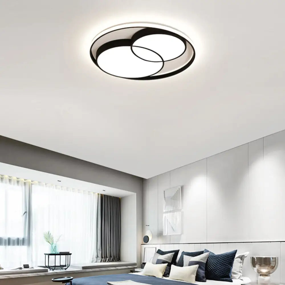 Nordic Led Round Flush Mount Ceiling Light With Acrylic Shade Black / 16.5’ White