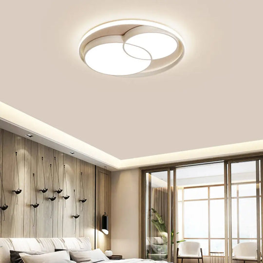 Nordic Led Round Flush Mount Ceiling Light With Acrylic Shade White / 16.5’