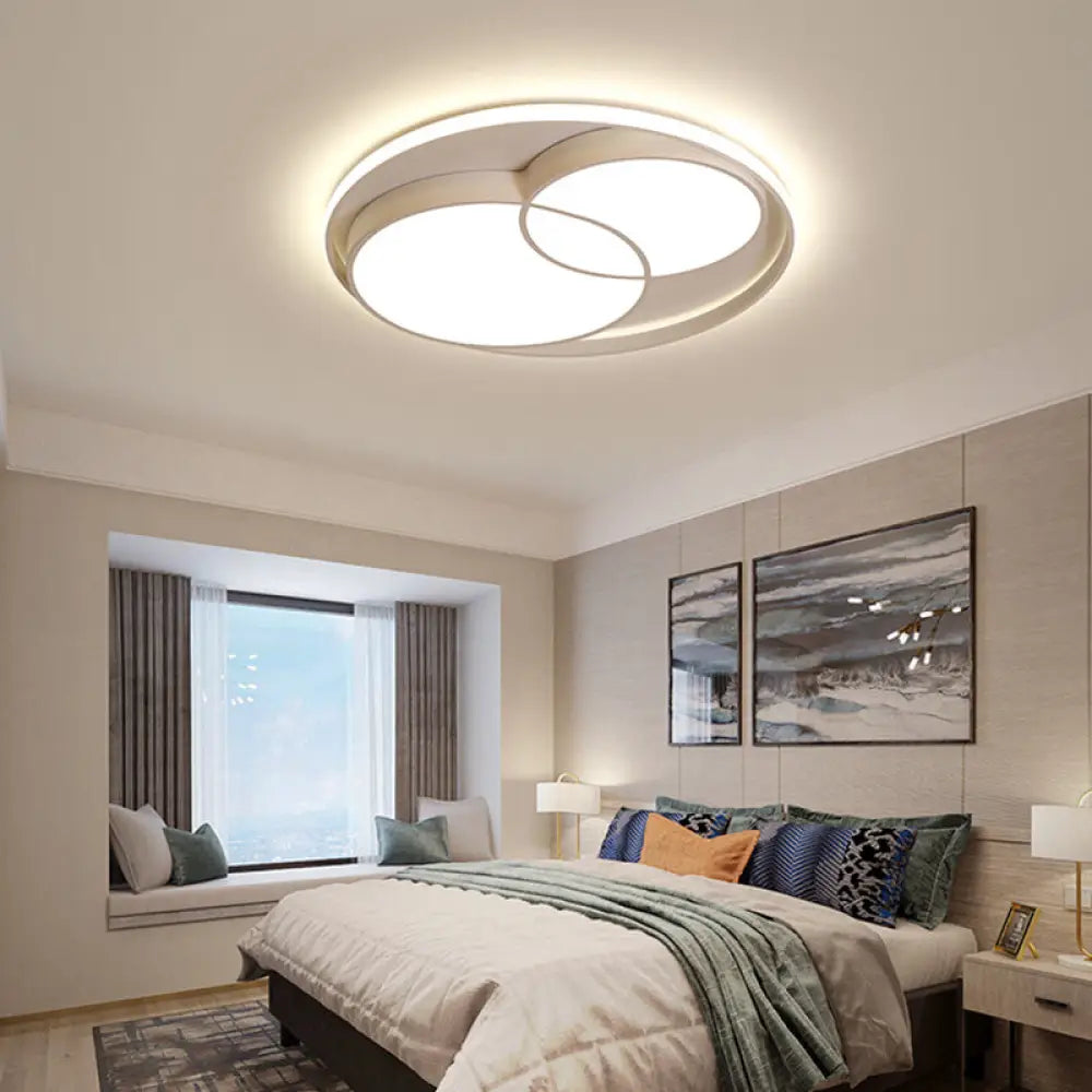 Nordic Led Round Flush Mount Ceiling Light With Acrylic Shade White / 16.5’ Remote Control