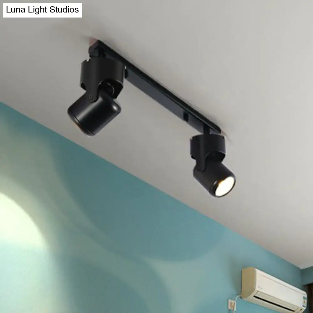 Nordic Led Semi Flush Mount Tracklight With Metal Cylinder Shade