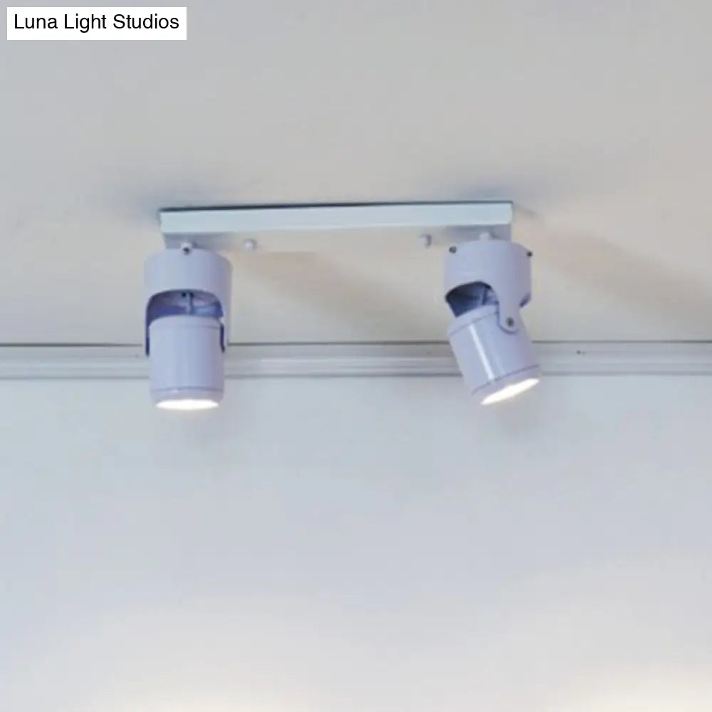 Nordic Led Semi Flush Mount Tracklight With Metal Cylinder Shade