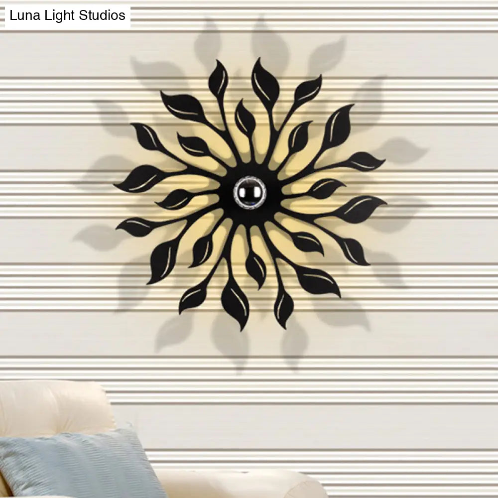 Nordic Led Wall Mounted Lamp In Black Blossom Finish For Living Room