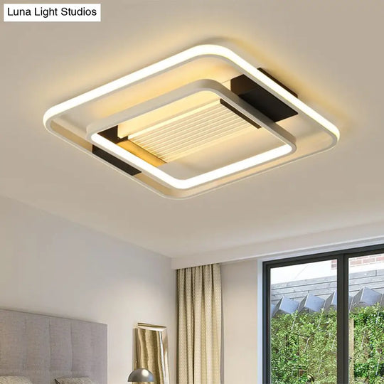 Nordic Led White Flush Mount Ceiling Light Fixture - 16.5’/20.5’ Acrylic Square Design For Bedroom