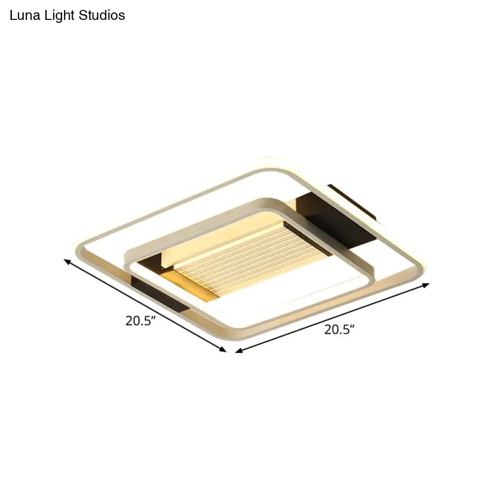 Nordic Led White Flush Mount Ceiling Light Fixture - 16.5’/20.5’ Acrylic Square Design For Bedroom