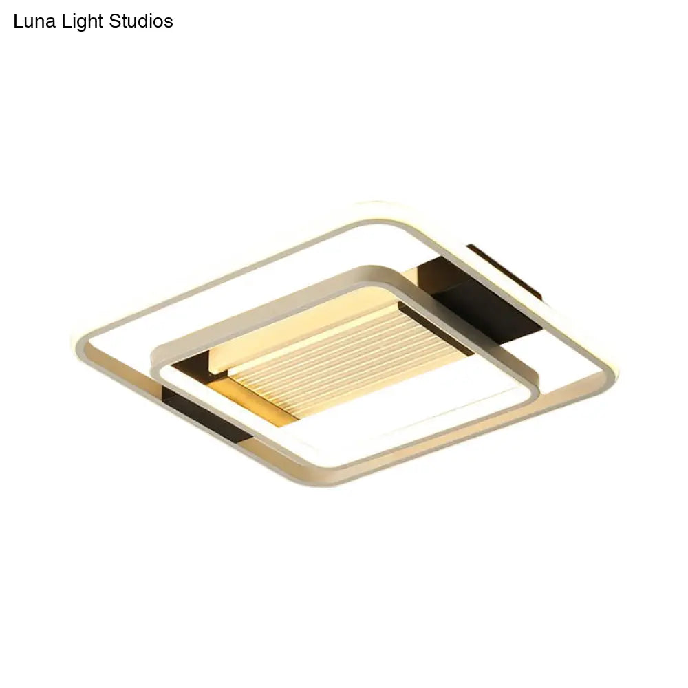 Nordic Led White Flush Mount Ceiling Light Fixture - 16.5’/20.5’ Acrylic Square Design For Bedroom