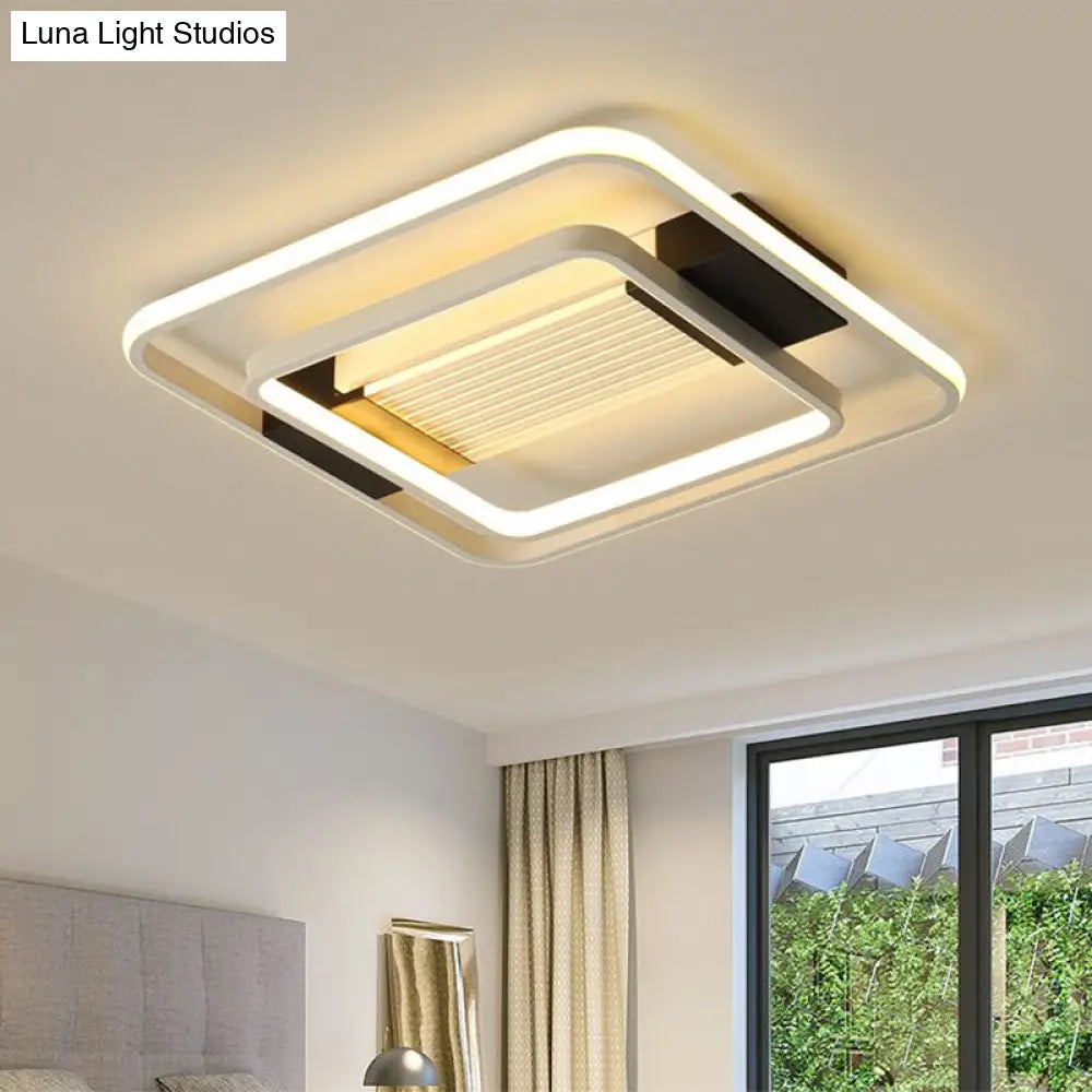 Nordic Led White Flush Mount Ceiling Light Fixture - 16.5/20.5 Acrylic Square Design For Bedroom