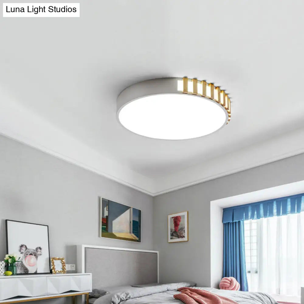 Nordic Led White Flushmount Ceiling Lamp - 16/19.5 Metal Ring Mount For Living Room