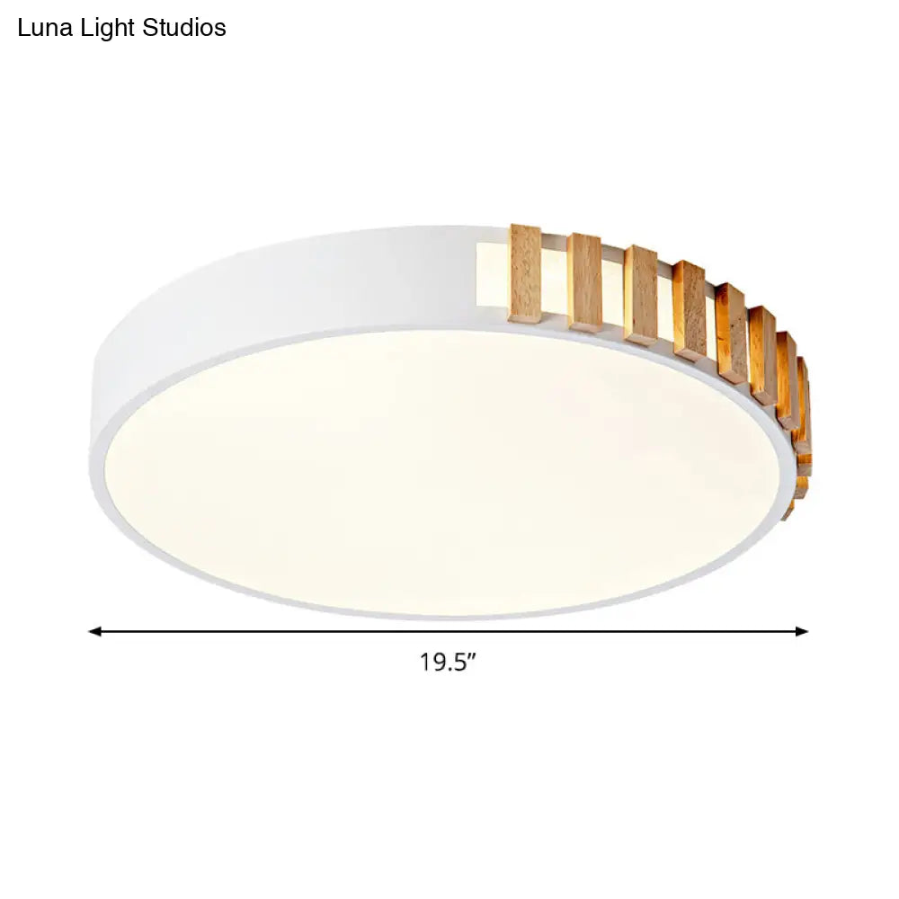 Nordic Led White Flushmount Ceiling Lamp - 16’/19.5’ Metal Ring Mount For Living Room