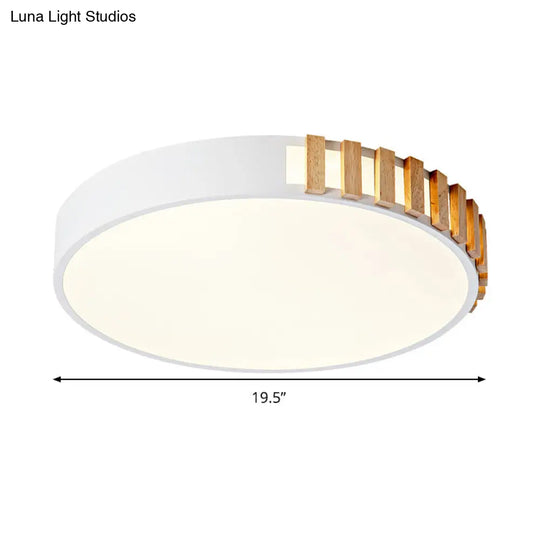 Nordic Led White Flushmount Ceiling Lamp - 16’/19.5’ Metal Ring Mount For Living Room