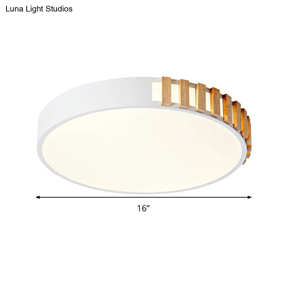 Nordic Led White Flushmount Ceiling Lamp - 16’/19.5’ Metal Ring Mount For Living Room