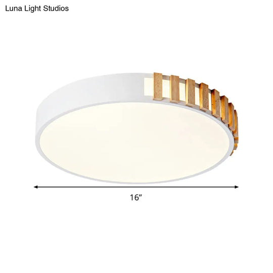 Nordic Led White Flushmount Ceiling Lamp - 16’/19.5’ Metal Ring Mount For Living Room