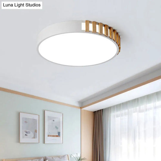 Nordic Led White Flushmount Ceiling Lamp - 16/19.5 Metal Ring Mount For Living Room / 16