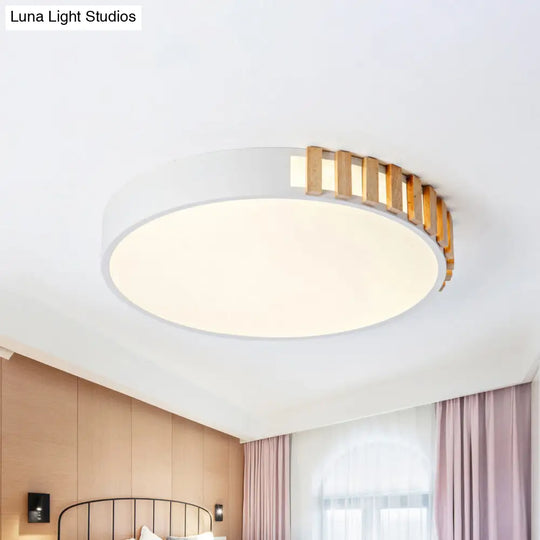 Nordic Led White Flushmount Ceiling Lamp - 16’/19.5’ Metal Ring Mount For Living Room