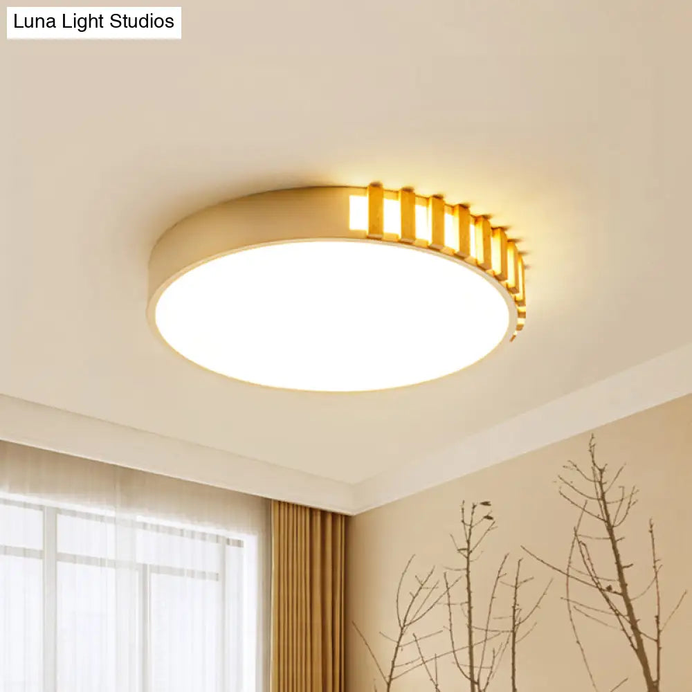 Nordic Led White Flushmount Ceiling Lamp - 16/19.5 Metal Ring Mount For Living Room