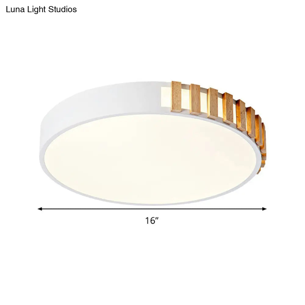 Nordic Led White Flushmount Ceiling Lamp - 16/19.5 Metal Ring Mount For Living Room