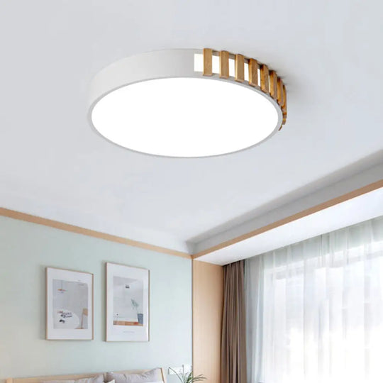 Nordic Led White Flushmount Ceiling Lamp - 16’/19.5’ Metal Ring Mount For Living Room / 16’