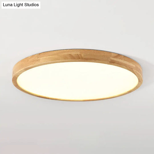 Nordic Led Wood Disc Flush Mount Light For Foyer