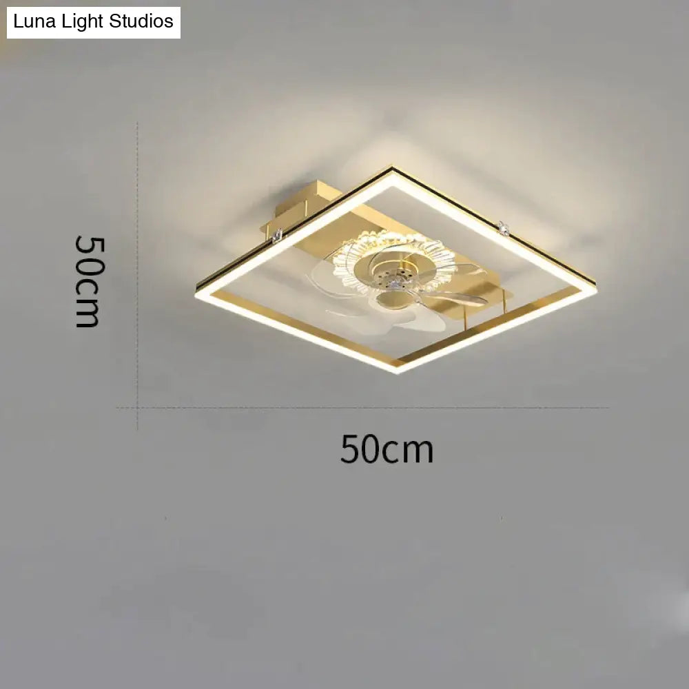 Nordic Light Luxury Fan Living Room Square Ceiling Lamp Simple Dining Bedroom