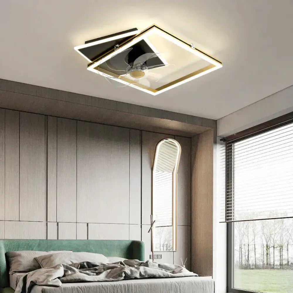 Nordic Light Luxury Fan Living Room Square Ceiling Lamp Simple Dining Room Bedroom Lamp Ceiling
