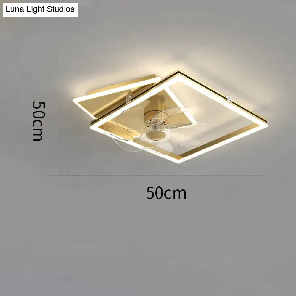 Nordic Light Luxury Fan Living Room Square Ceiling Lamp Simple Dining Bedroom