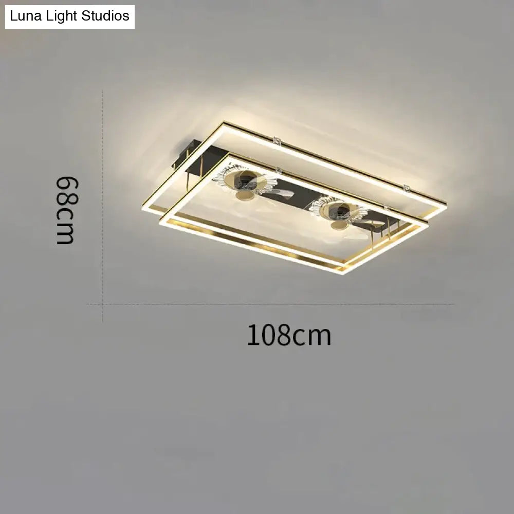 Nordic Light Luxury Fan Living Room Square Ceiling Lamp Simple Dining Bedroom