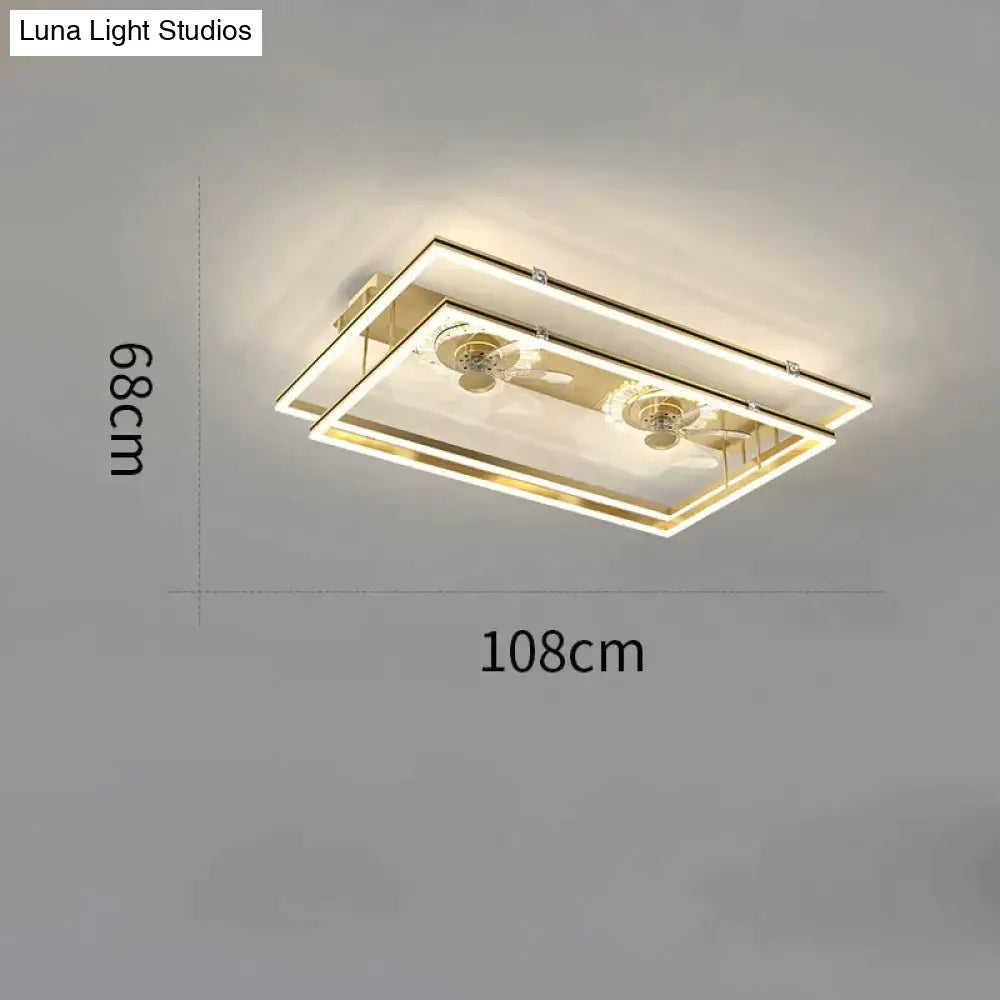 Nordic Light Luxury Fan Living Room Square Ceiling Lamp Simple Dining Bedroom