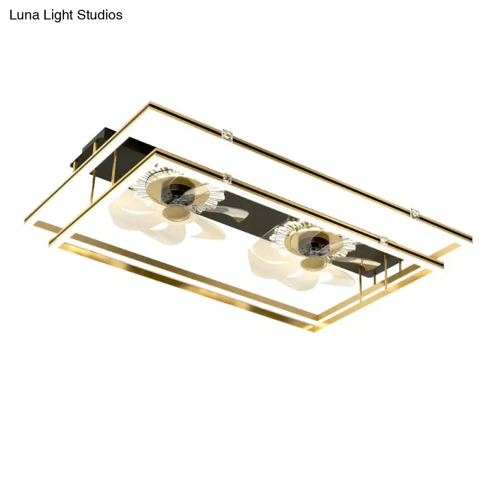 Nordic Light Luxury Fan Living Room Square Ceiling Lamp Simple Dining Room Bedroom Lamp Ceiling