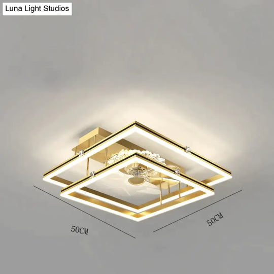 Nordic Light Luxury Fan Living Room Square Ceiling Lamp Simple Dining Bedroom