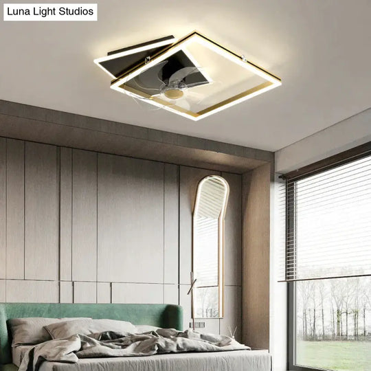 Nordic Light Luxury Fan Living Room Square Ceiling Lamp Simple Dining Bedroom