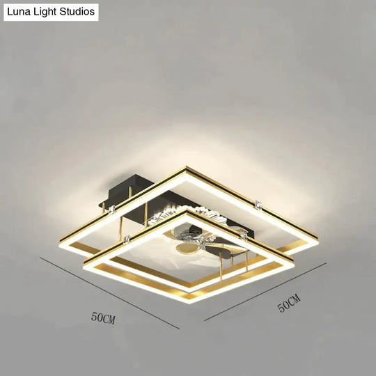 Nordic Light Luxury Fan Living Room Square Ceiling Lamp Simple Dining Bedroom