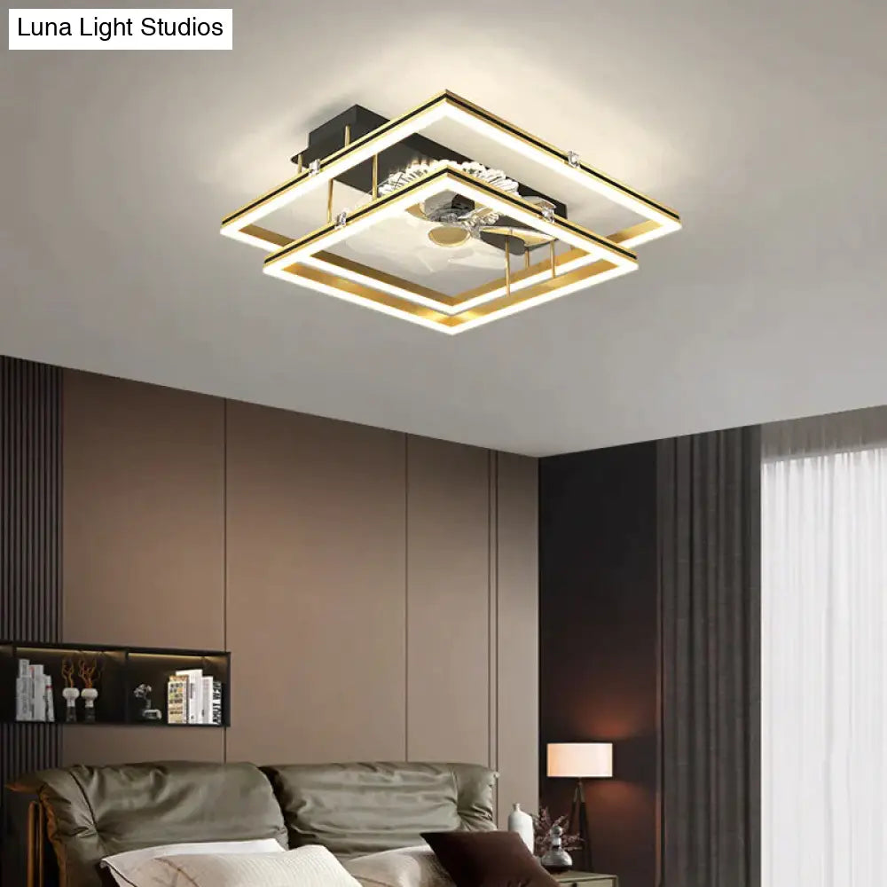 Nordic Light Luxury Fan Living Room Square Ceiling Lamp Simple Dining Bedroom