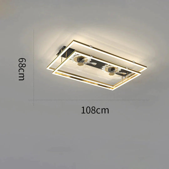 Nordic Light Luxury Fan Living Room Square Ceiling Lamp Simple Dining Room Bedroom Lamp
