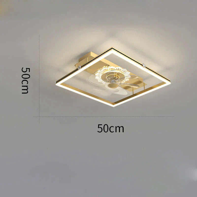 Nordic Light Luxury Fan Living Room Square Ceiling Lamp Simple Dining Bedroom Gold / A Stepless