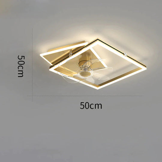 Nordic Light Luxury Fan Living Room Square Ceiling Lamp Simple Dining Room Bedroom Lamp